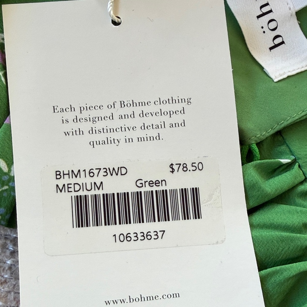 Böhme Green Floral Satin Midi Dress – Puff Sleeve | NWT | Romantic size M - Picture 12 of 12